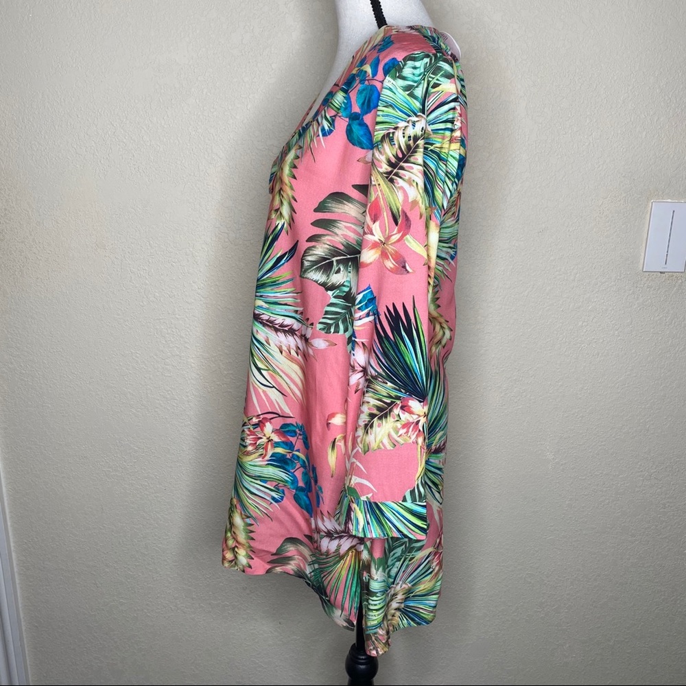 NEW La Blanca Tropical Rain V-Neck Coverup Tunic - Picture 4 of 7